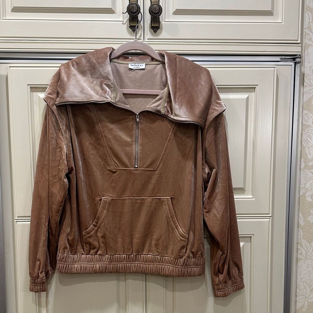 Current Air Tan Velour Pullover